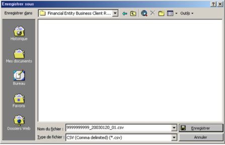 Exemple de la fenêtre « Enregistrer sous » de Microsoft Excel